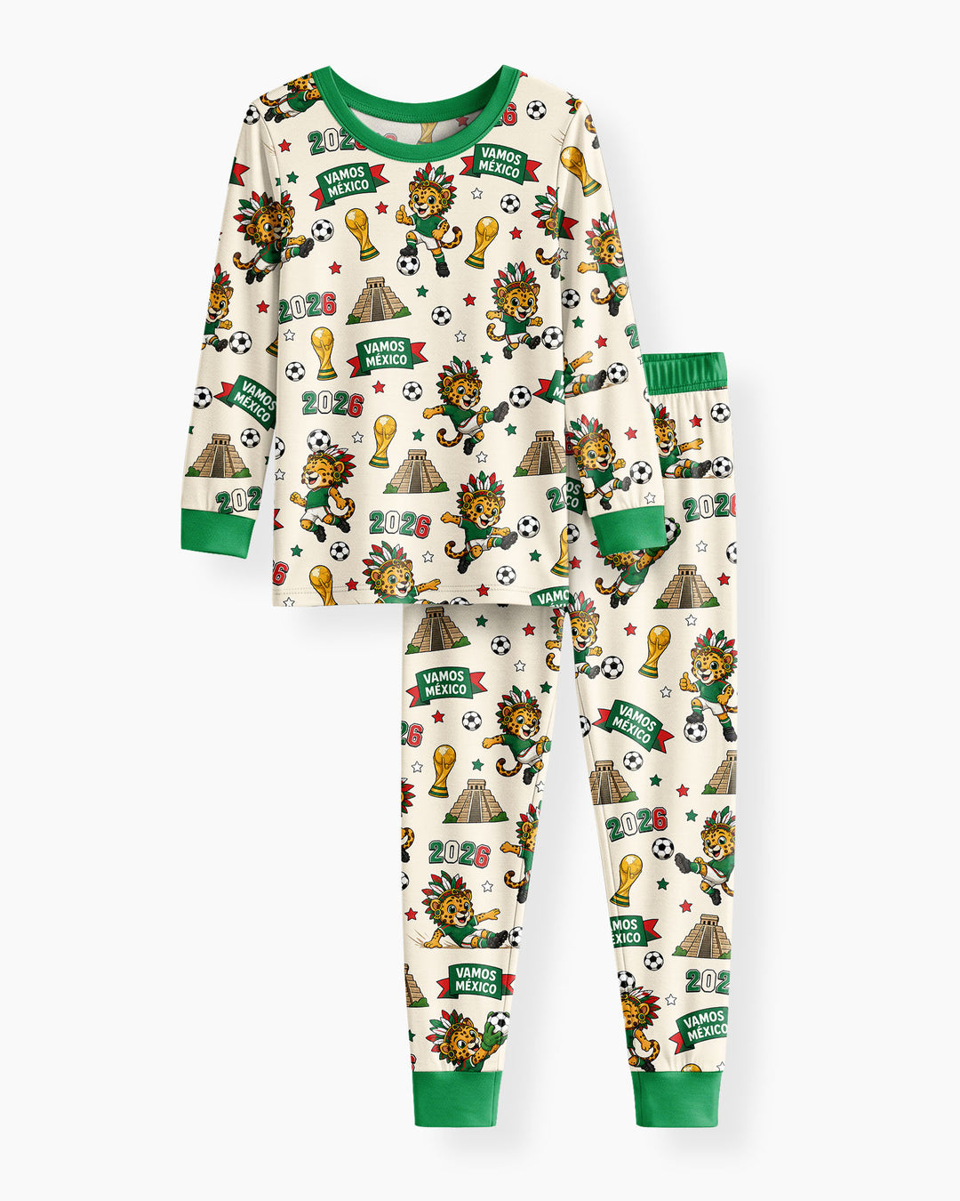 Jaguar 2026 Vamos Mexico Family Matching Bamboo Two Piece Long Sleeve Pajama Set