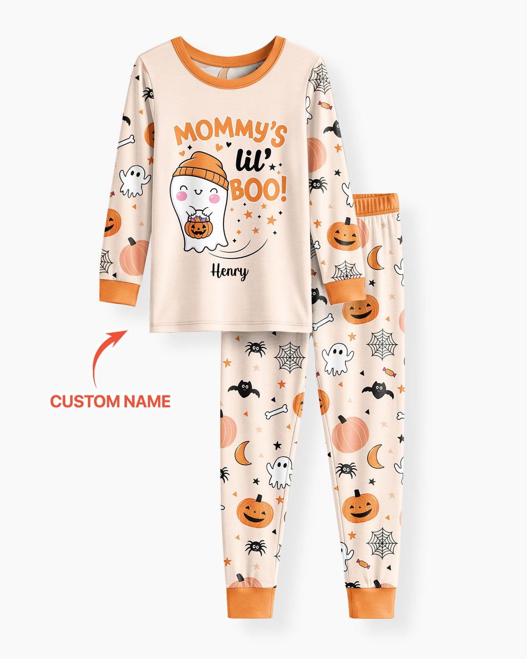 Custom Name Mommy's Lil' Boo Bamboo Two Piece Long Sleeve Pajama Set