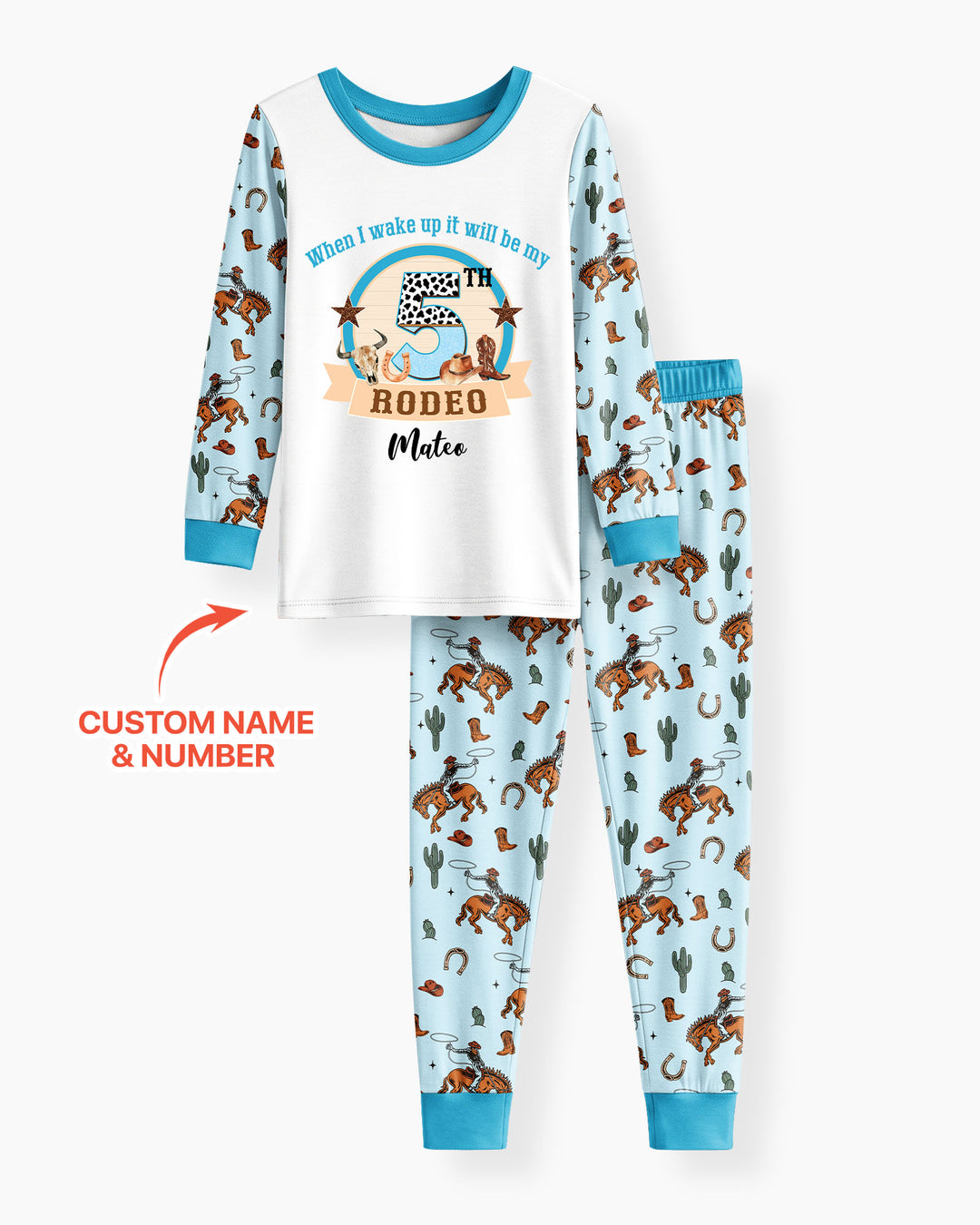Personalized Birthday When I Wake Up It Will Be Rodeo Bamboo Two Piece Long Sleeve Pajama Set