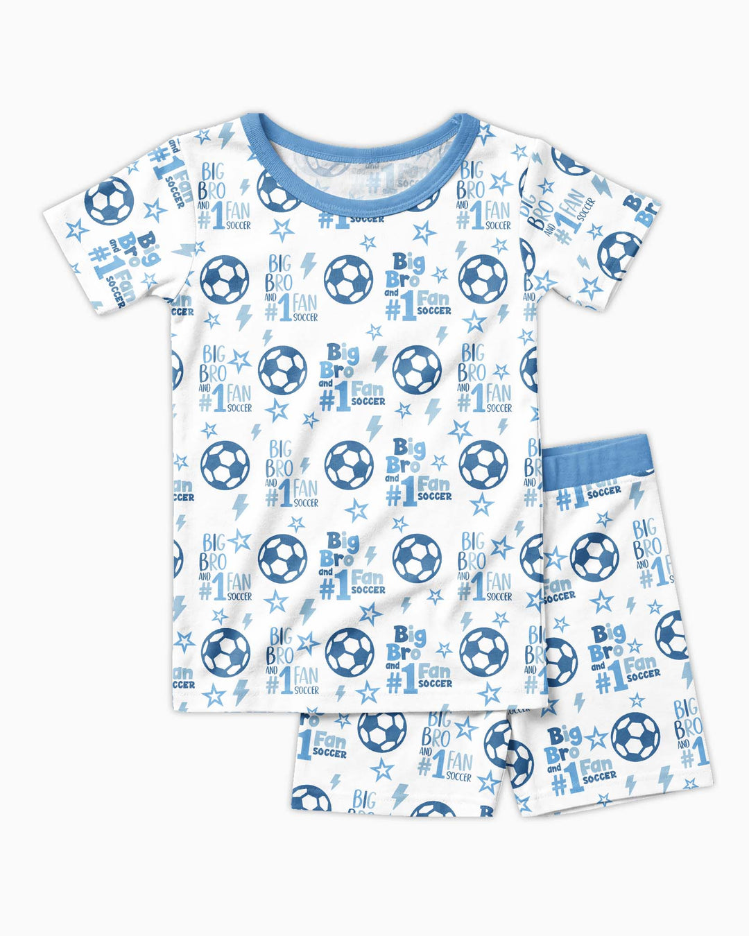 Little Sister and Bro #1 Fan Soccer Bamboo Two Piece Short Sleeve Shorts Pajama Set