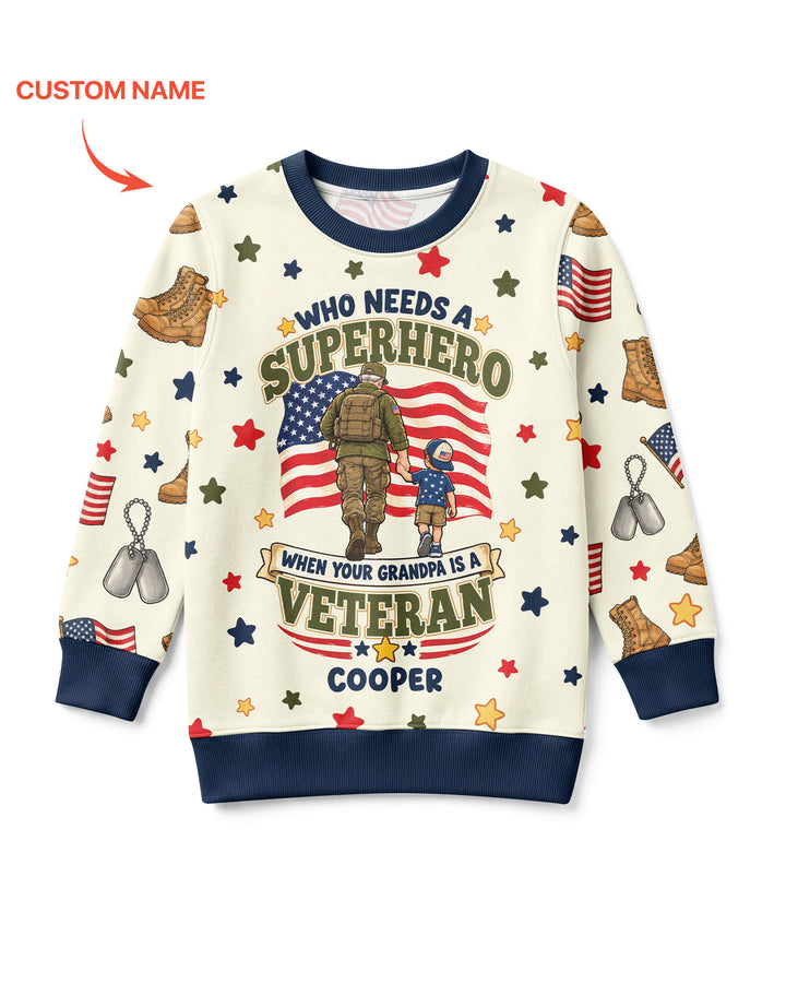 Who Needs Superhero When Your Grandpa Is A Veteran Bamboo Crewneck Sweatshirt