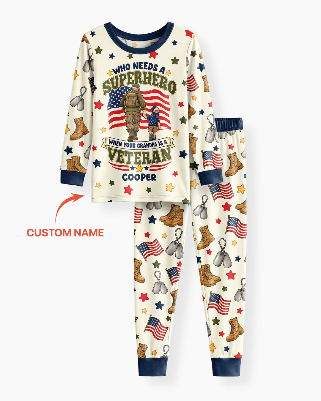 Who Needs Superhero When Your Grandpa Is A Veteran Bamboo Two Piece Long Sleeve Pajama Set