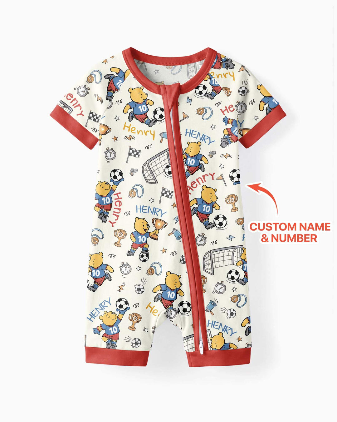 Plantilla PERSONALIZADA de Bambú Pijama Corto con Cremallera