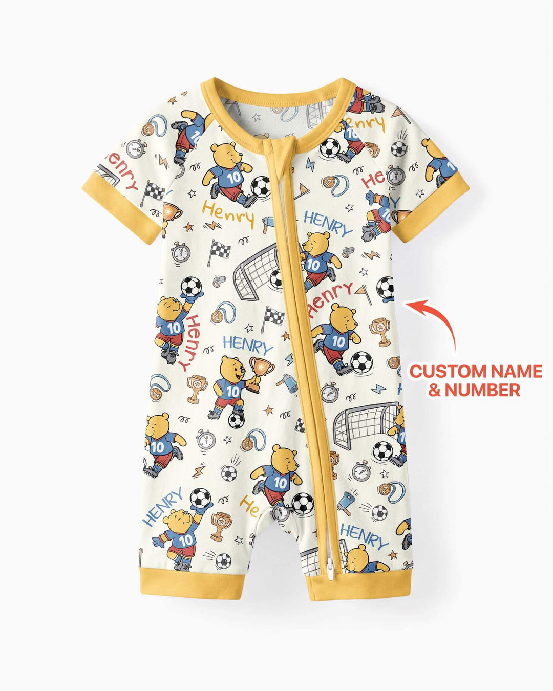 Plantilla PERSONALIZADA de Bambú Pijama Corto con Cremallera