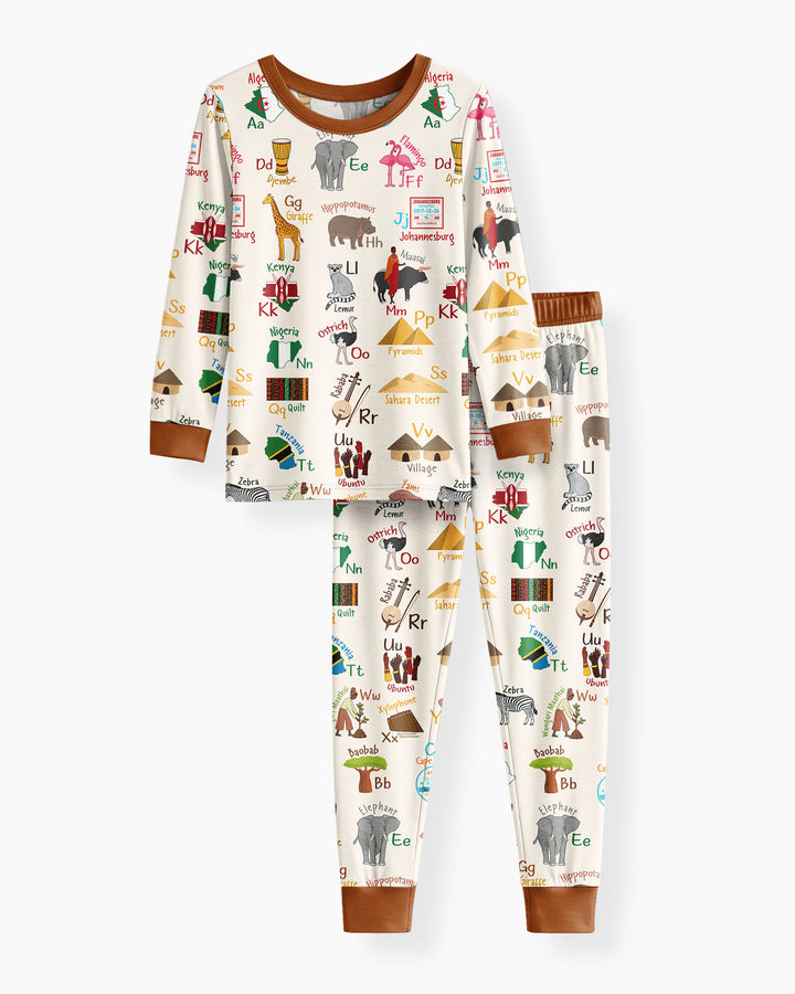 Conjunto de pijama de dos piezas de bambú con mangas largas, plantilla PERSONALIZADA