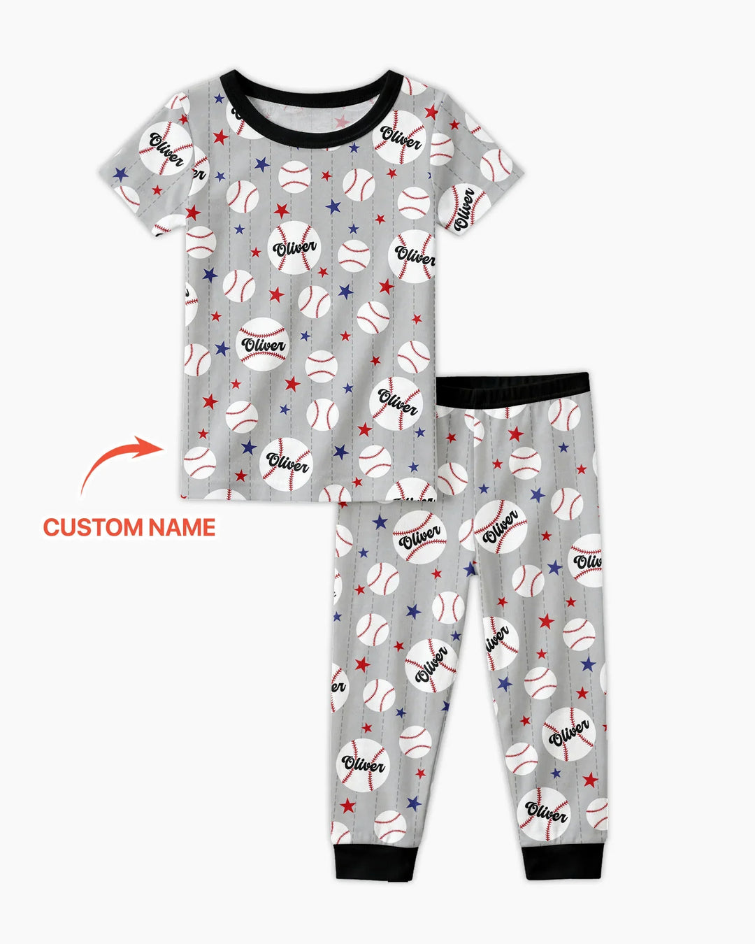 Conjunto de pijama de dos piezas de bambú a juego con mangas cortas y nombre personalizado "Novato del año"
