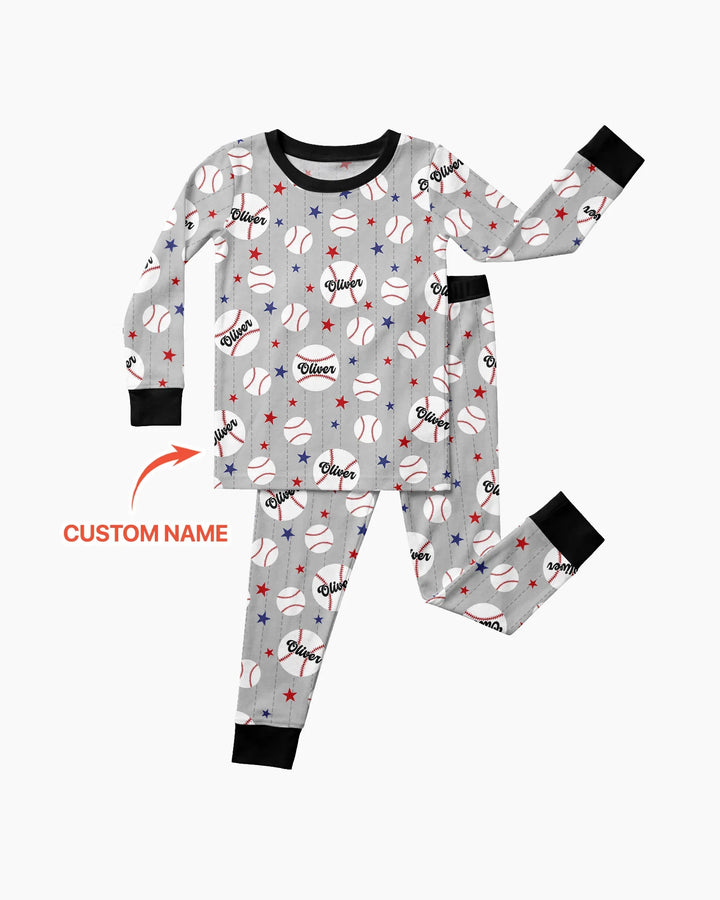 Zweiteiliges Langarm-Pyjama-Set mit Sommerfrüchten