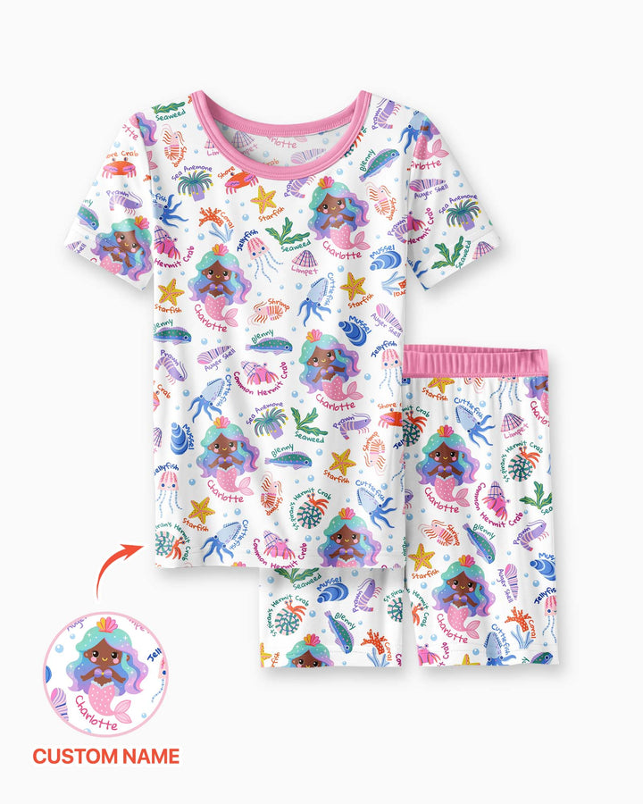 Pijama de bambú de dos piezas de manga corta con pantalón corto, plantilla personalizada