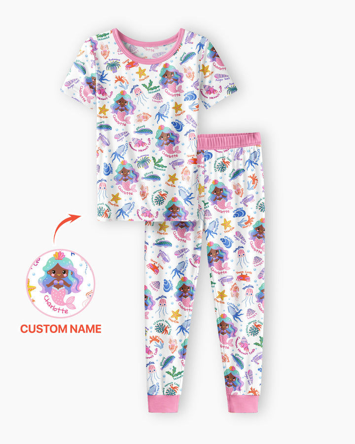 Conjunto de pijama de dos piezas de bambú de manga corta, plantilla personalizada