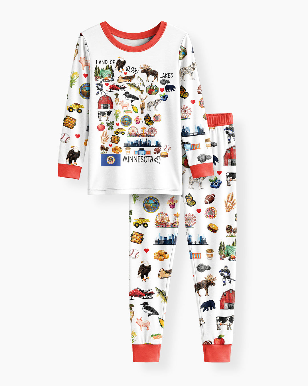 Minnesota Lover Family Matching Bamboo Two Piece Long Sleeve Pajama Set