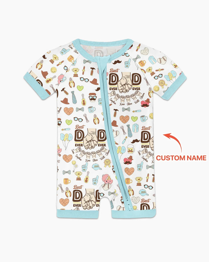 Custom Kids Name Best Dad Ever Bamboo Shorty Zippy
