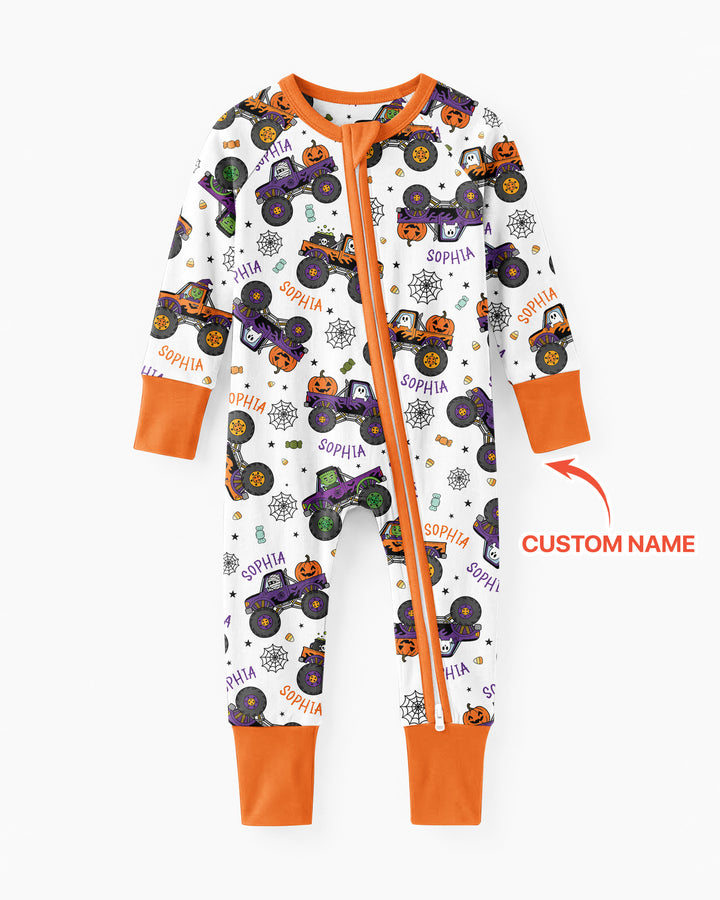 Custom Name Halloween Monster Truck Bamboo Convertible Zippy