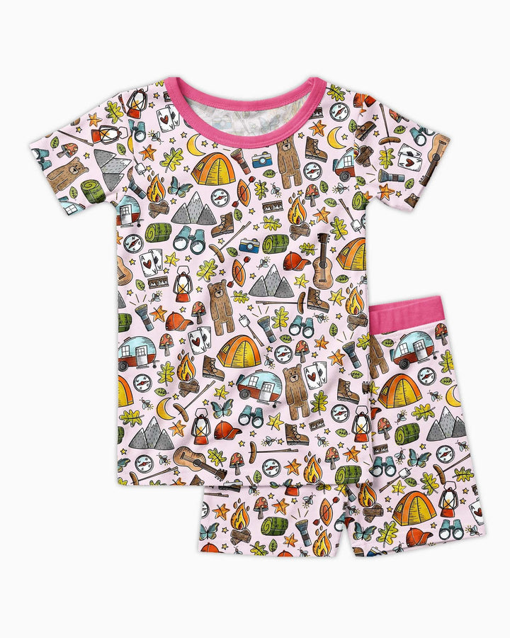 Funny Camper Family Matching Bamboo Two Piece Short Sleeve Shorts Pajama Set