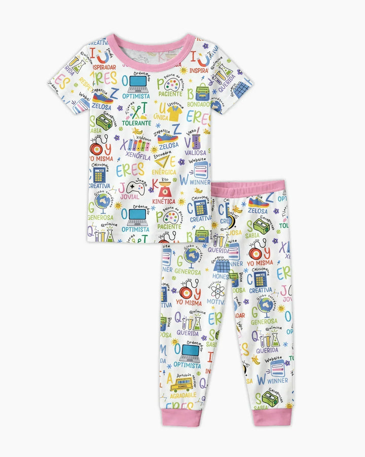 You Are Spanish Alphabet Version Bamboo Two Piece Short Sleeve Pajama Set