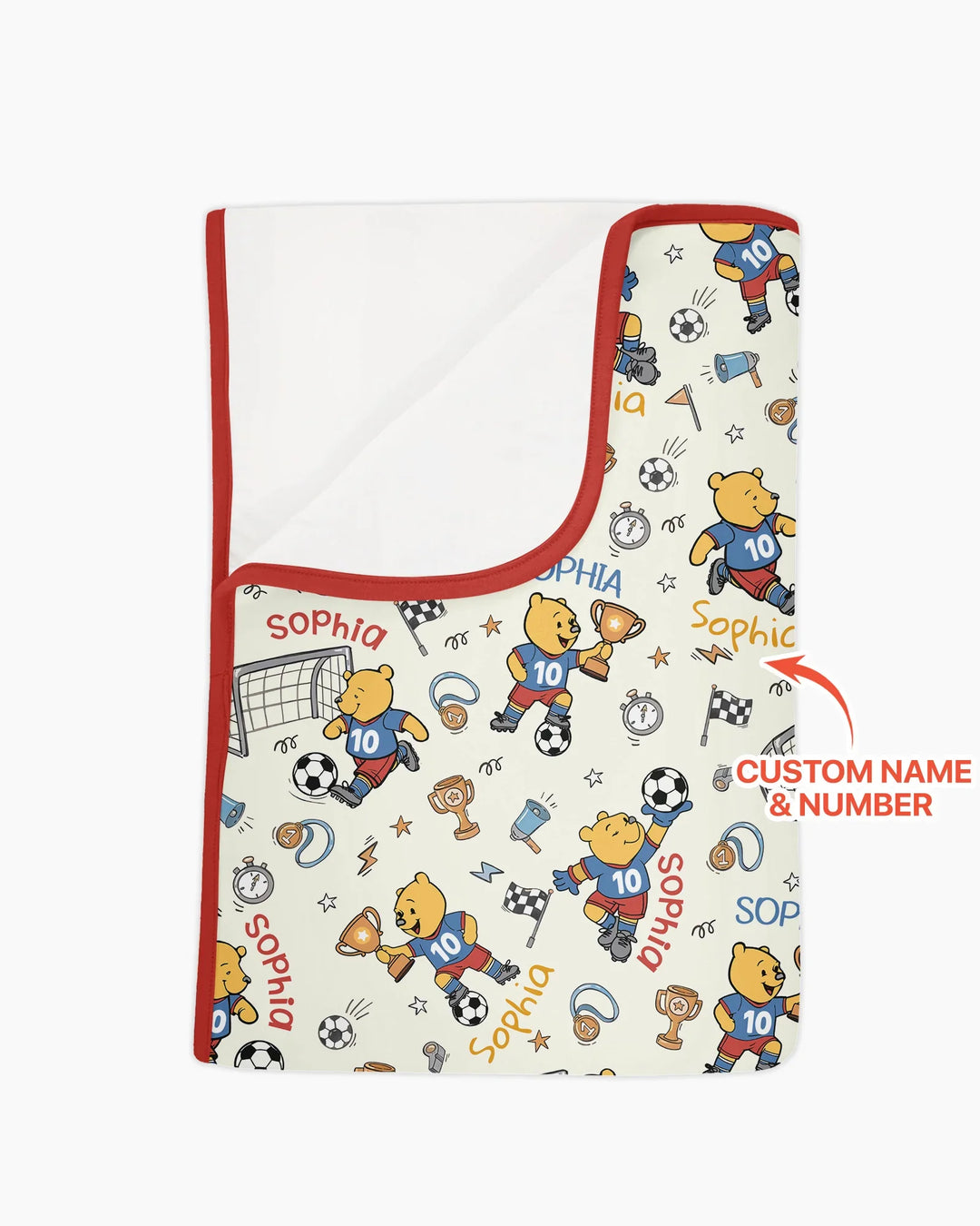 Personalized Classic Bear World Soccer Bamboo Blanket