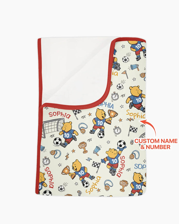 Personalized Classic Bear World Soccer Bamboo Blanket