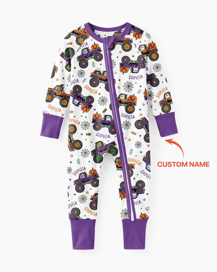Custom Name Halloween Monster Truck Bamboo Convertible Zippy