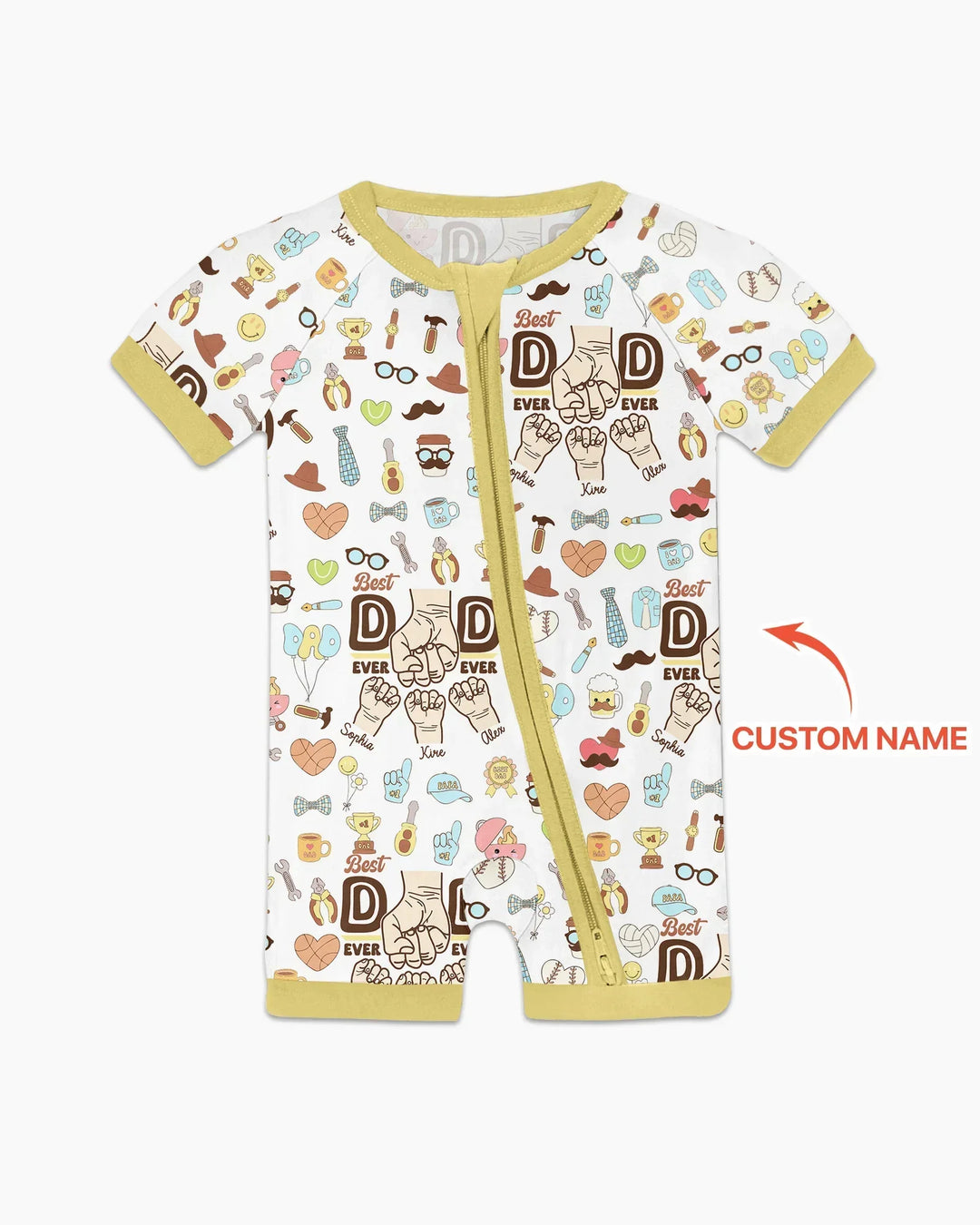 Custom Kids Name Best Dad Ever Bamboo Shorty Zippy