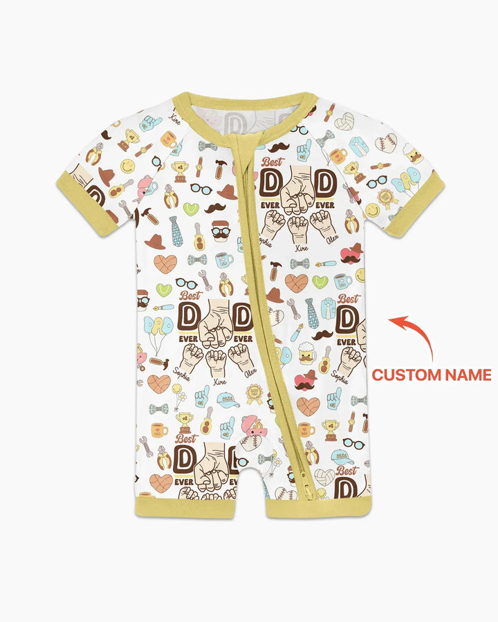 Custom Kids Name Best Dad Ever Bamboo Shorty Zippy