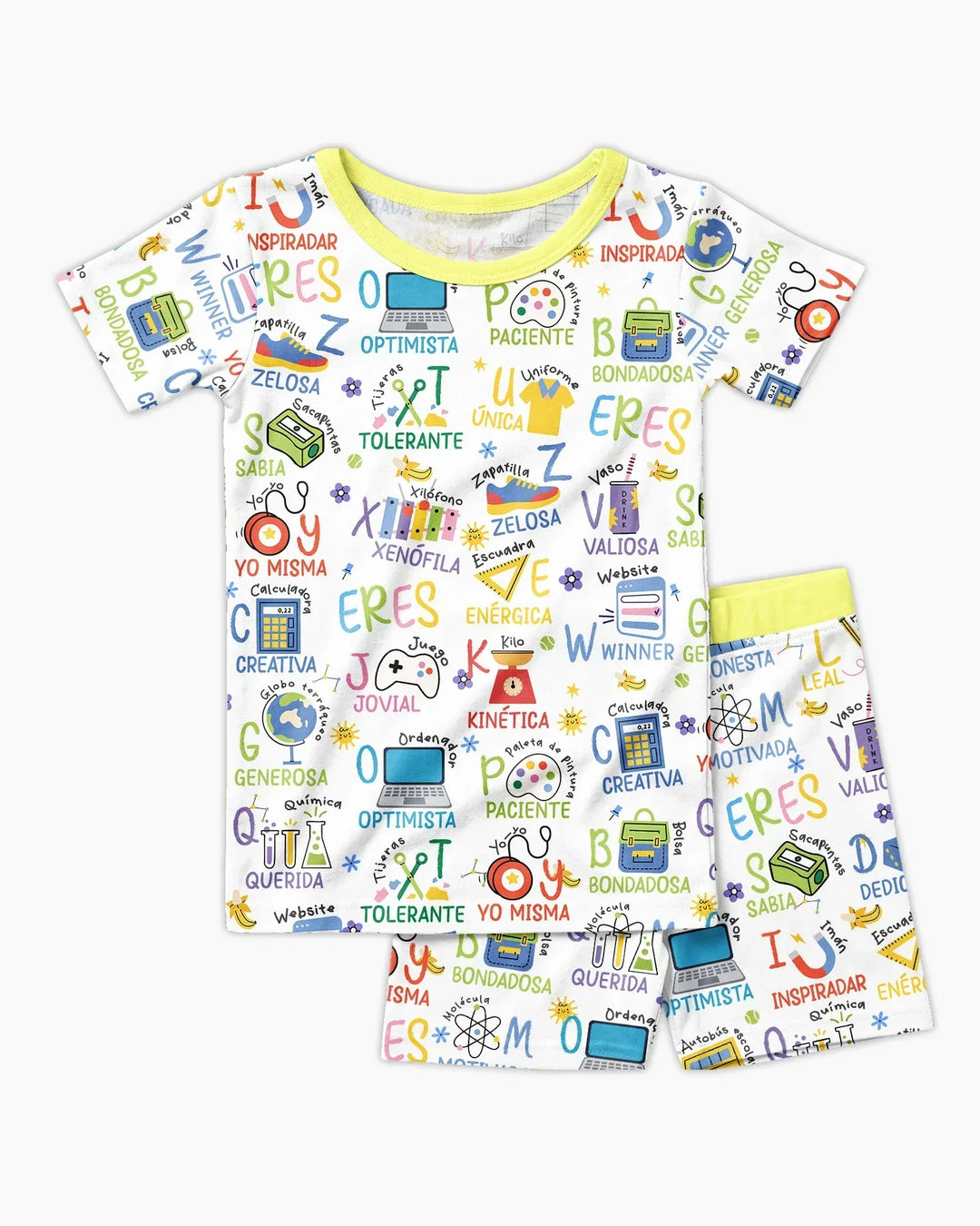 You Are Spanish Alphabet Version Bamboo Two Piece Short Sleeve Shorts Pajama Set
