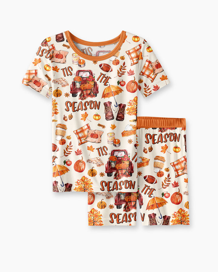 Conjunto de Pijama de Dos Piezas de Bambú con Mangas Cortas y Pantalones Cortos
