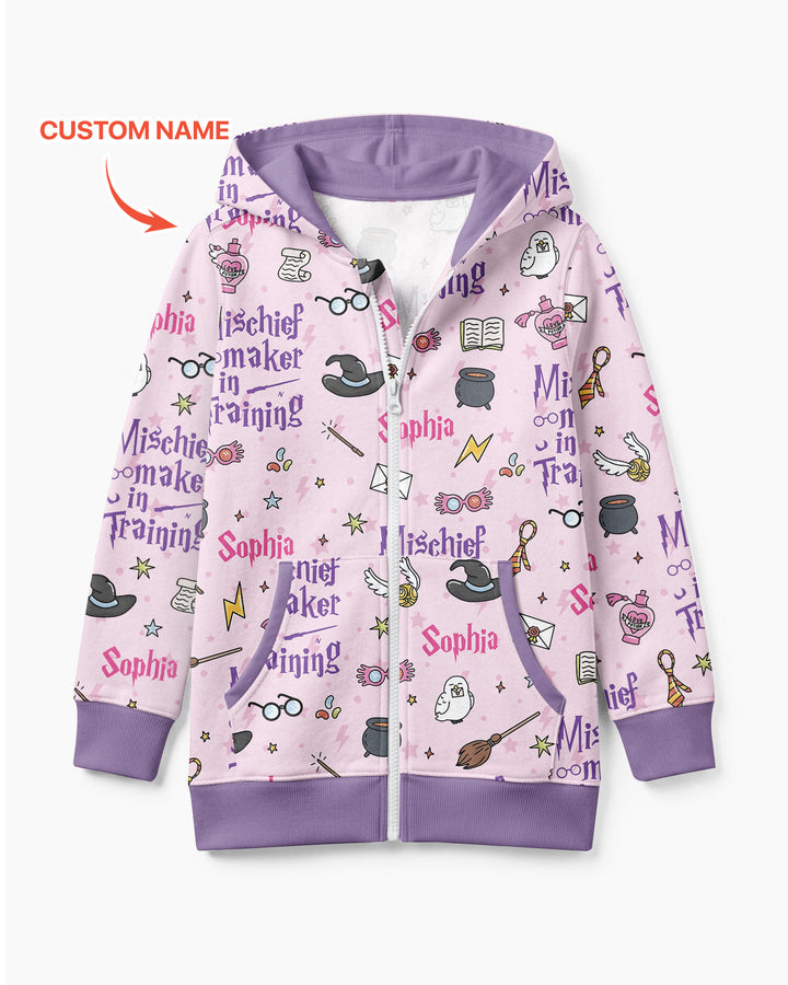 Custom Name Mischief Maker In Training Bamboo Zip Hoodie