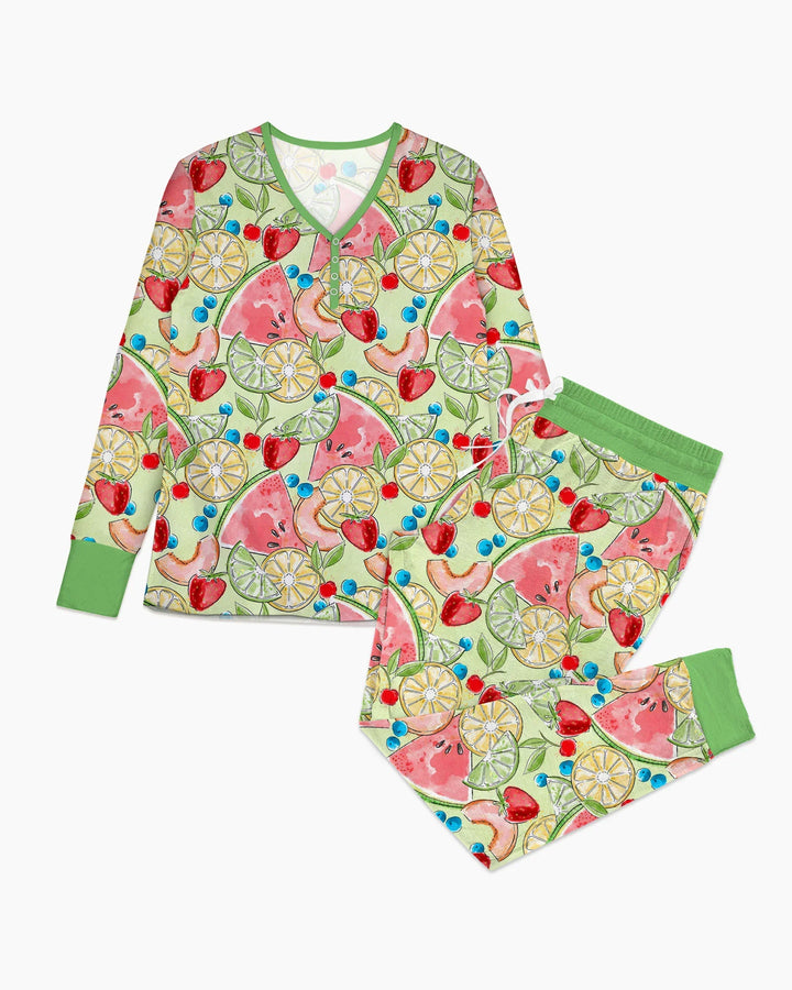 Schlafanzugset aus Bambus mit süßen Sommerfrüchten für die Familie im Partnerlook – Damen