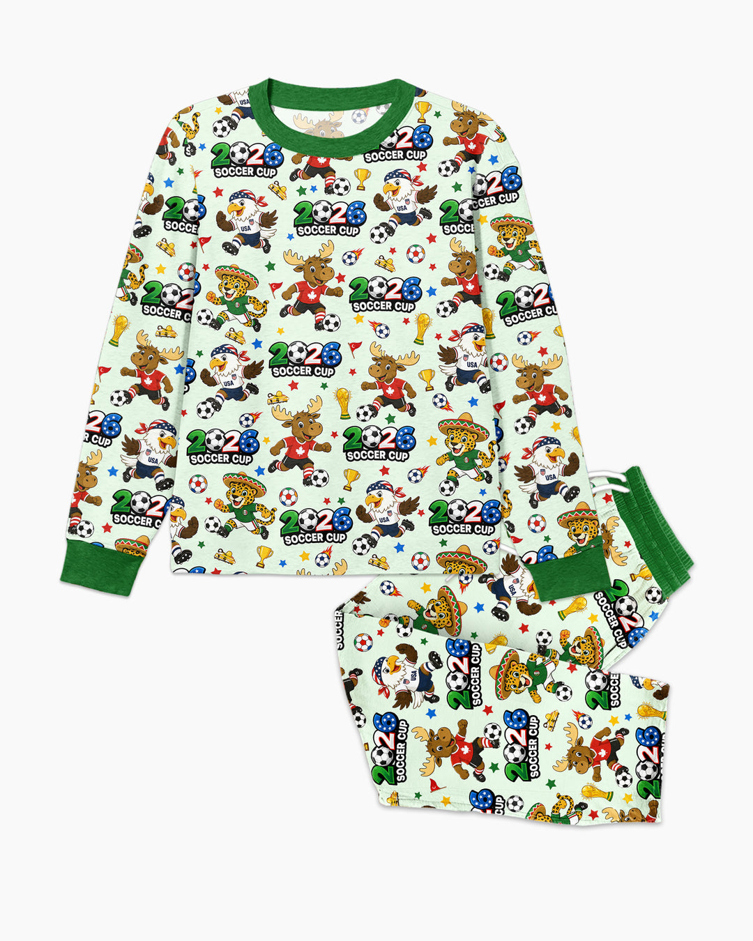 Soccer Cup Cute Mascots Bamboo Men's Pajama Set