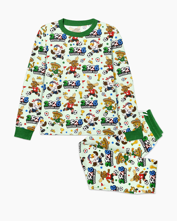 Soccer Cup Cute Mascots Bamboo Men's Pajama Set