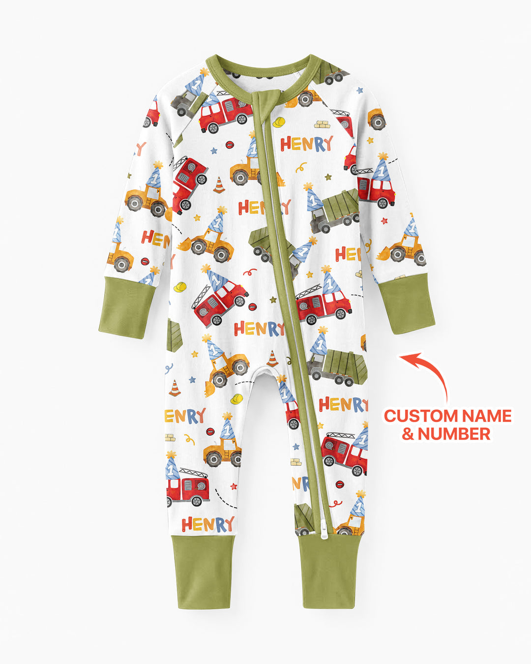 Personalized Birthday Trucks Bamboo Convertible Zippy