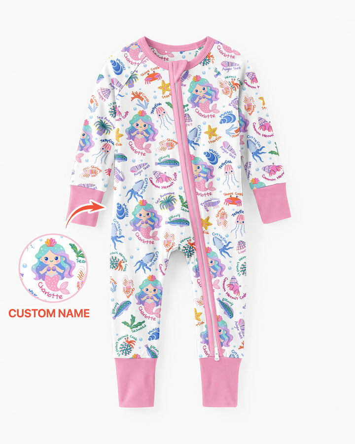 Personalized Cute Mermaid Bamboo Convertible Zippy