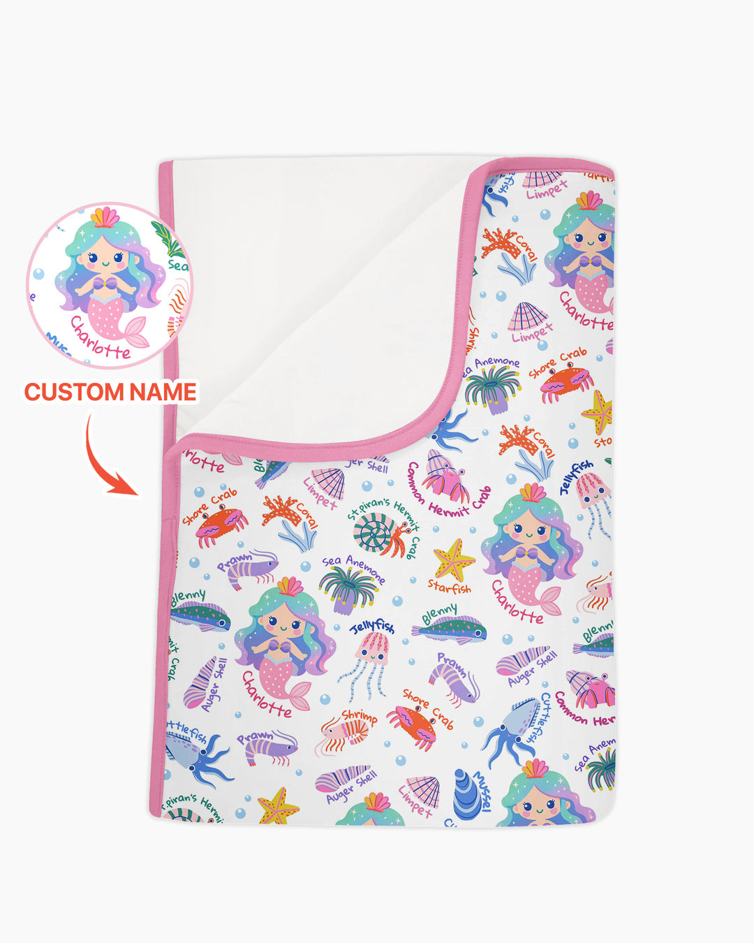 Personalized Cute Mermaid Bamboo Blanket