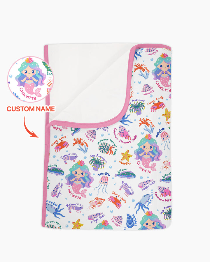 Personalized Cute Mermaid Bamboo Blanket