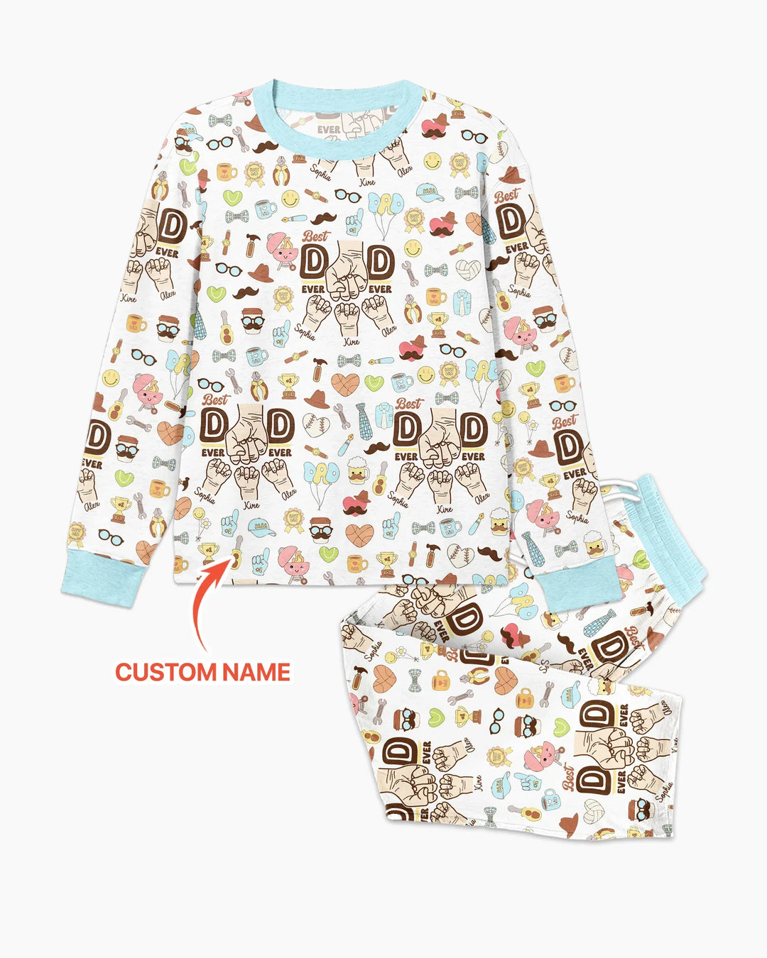 Custom Kids Name Best Dad Ever Bamboo Men's Pajama Set