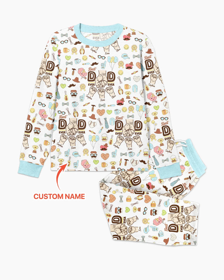 Custom Kids Name Best Dad Ever Bamboo Men's Pajama Set