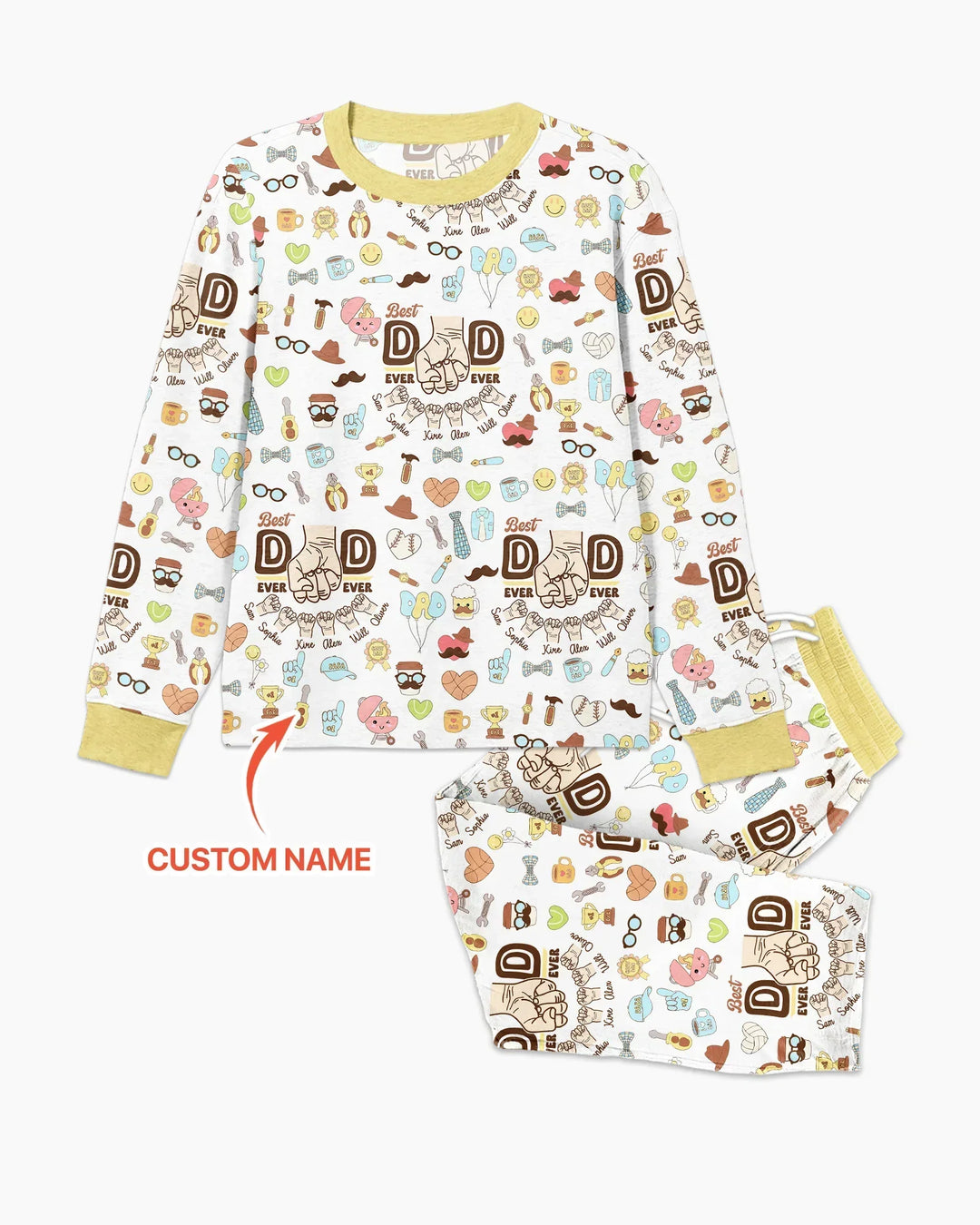 Custom Kids Name Best Dad Ever Bamboo Men's Pajama Set
