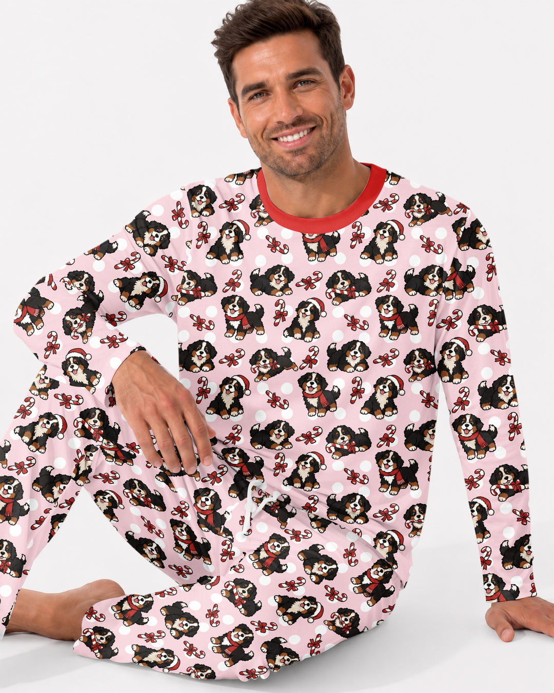 Holiday Bernese Mountain Christmas Dog Bamboo Men's Pajama Set