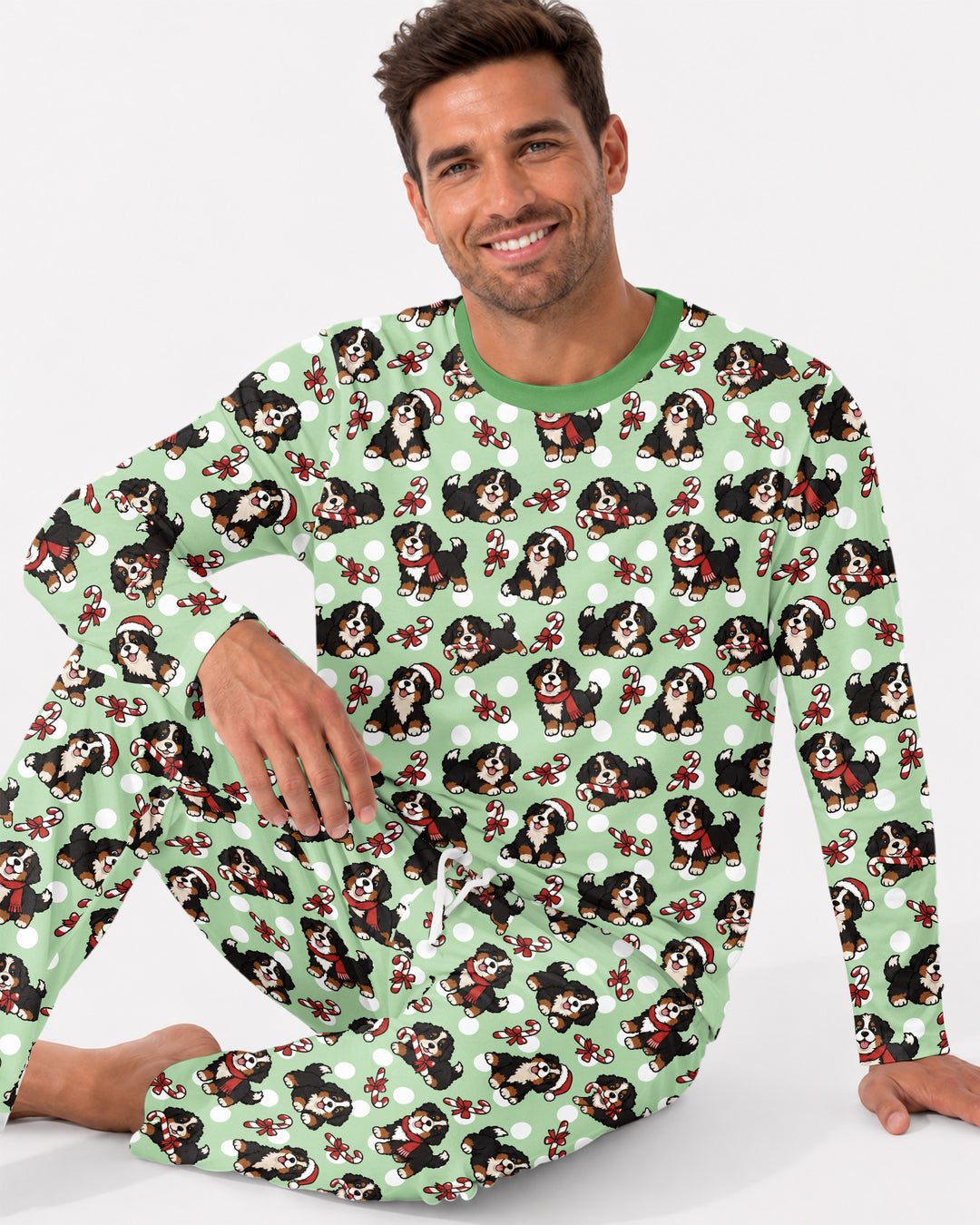 Holiday Bernese Mountain Christmas Dog Bamboo Men's Pajama Set