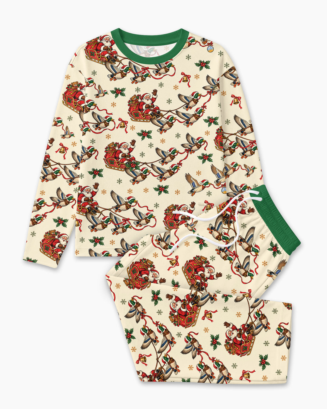 Santa Sleigh with Mallard Ducks Bamboo Men's Pajama Set