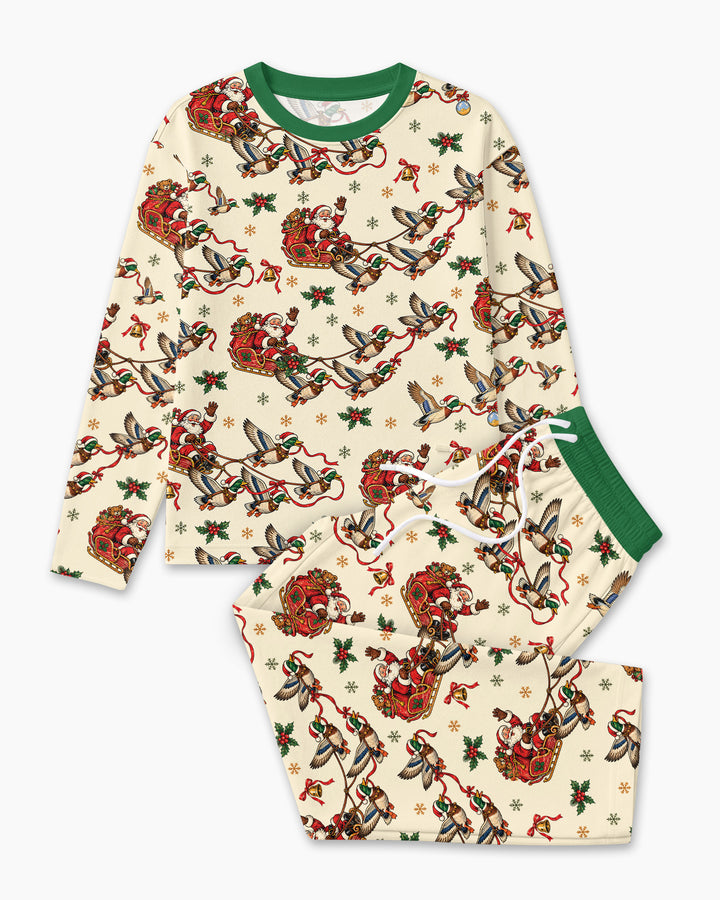 Santa Sleigh with Mallard Ducks Bamboo Men's Pajama Set