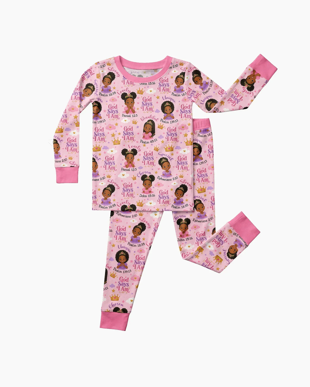 Black Princess God Says I Am Bamboo Two Piece Long Sleeve Pajama Set