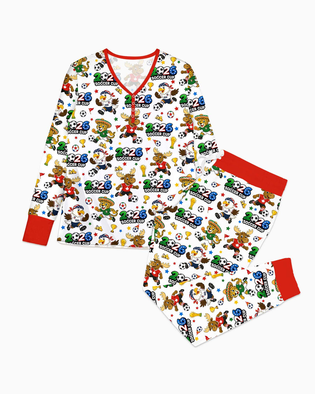 Soccer Cup Cute Mascots Bamboo Women Pajama Set