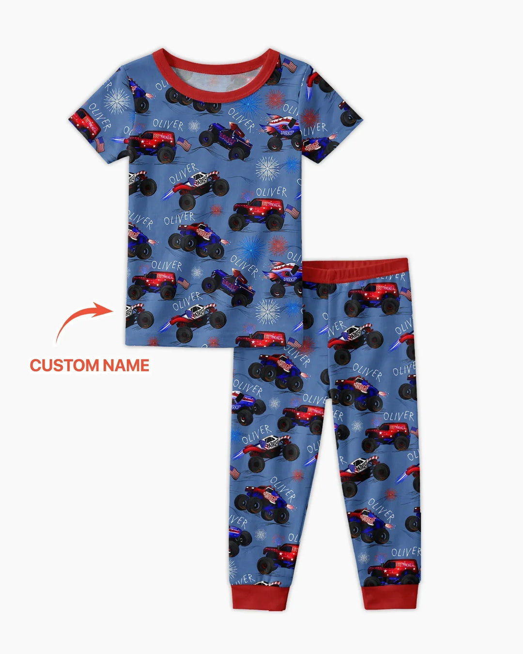 All American Thunder Custom Name Bamboo Two Piece Short Sleeve Pajama Set