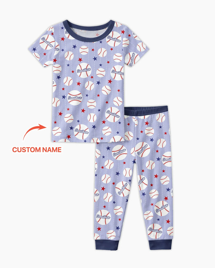 Conjunto de pijama de dos piezas de bambú a juego con mangas cortas y nombre personalizado "Novato del año"