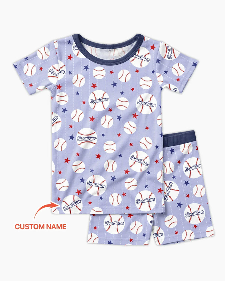 Custom Name Rookie of The Year Matching Bamboo Two Piece Short Sleeve Shorts Pajama Set