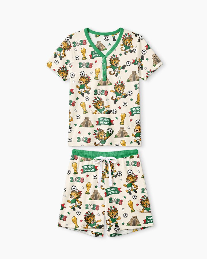 Jaguar 2026 Vamos Mexico Family Matching Bamboo Women Short Sleeve Short Pajama Set