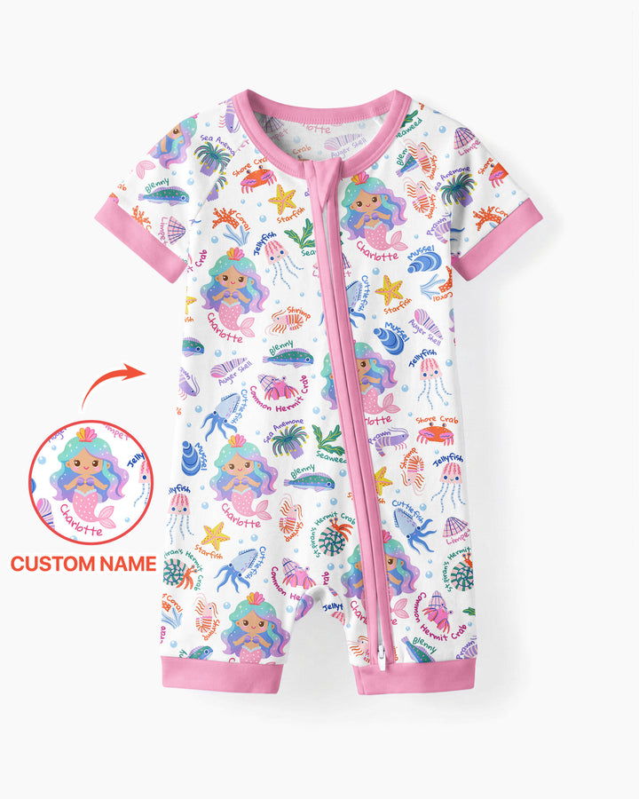 Personalized Cute Mermaid Bamboo Shorty Zippy