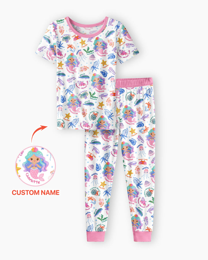 Conjunto de pijama de dos piezas de bambú de manga corta, plantilla personalizada