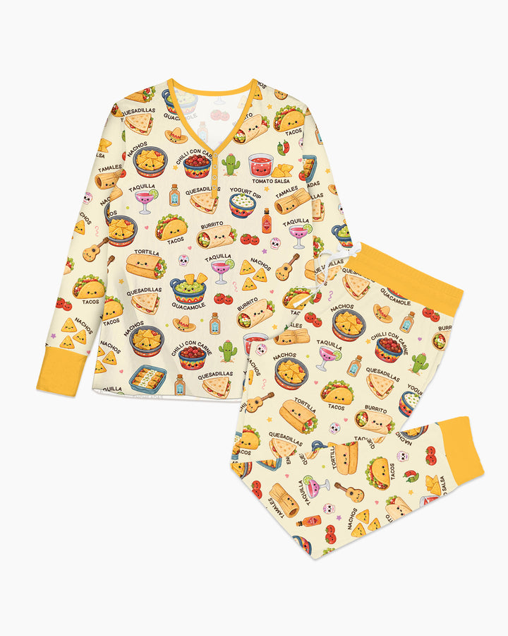 Plantilla de conjunto de pijama de mujer de bambú