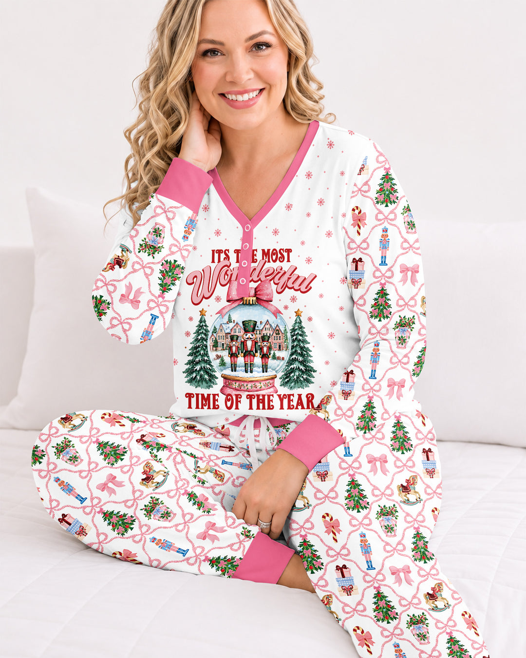 Nutcracker and Snow Globe It's Most Wonderful Time of The Year Bamboo Women Pajama Set